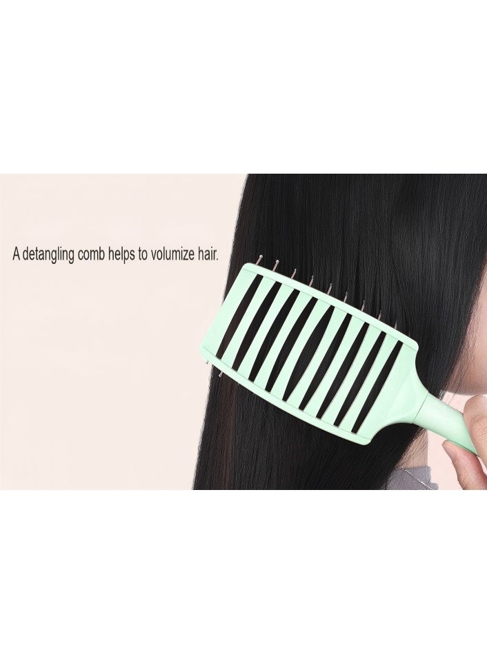 This detangling comb is suitable for straight, wavy, curly, and fine hair. It can be used both wet and dry, slicks back hair quickly and smoothly, and is suitable for both women and men. It is made from environmentally friendly and sustainable materials (green). - Image 2